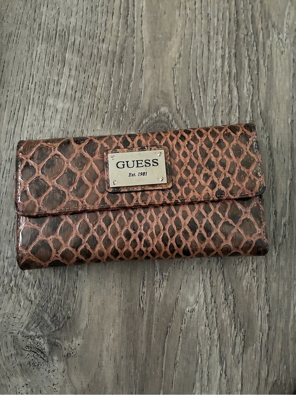 GUESS Snake Print Clutch Wallet